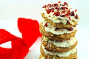 Stack of Cranberry Bliss cookies