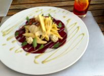 Beet and apple salad with Roquefort and fennel dressing