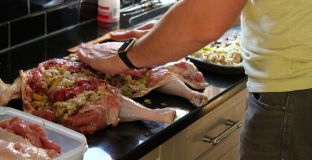 Stuffing on the duck